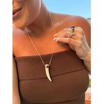 COLAR LONGO BOHO PINGENTE DENTE MARFIM BANHADO A OURO 