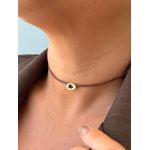 COLAR COURINHO MARROM E CHAPINHA BANHADO A OURO