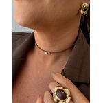 COLAR COURINHO MARROM E CHAPINHA BANHADO A OURO