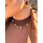 CHOKER AROS E PINGENTES MARROM BANHADA A OURO