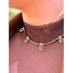 CHOKER AROS E PINGENTES MARROM BANHADA A OURO