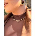 CHOKER AROS E PINGENTES MARROM BANHADA A OURO