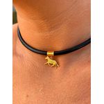 COLAR COURINHO BOHO PRETO E ZEBRA BANHADO A OURO 