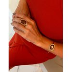 BRACELETE BOHO RESINADO MARROM BANHADO A OURO