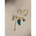 BRINCO ARGOLA PINGENTES BOHO BANHADO A OURO 