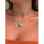 COLAR BOHO PATUÁ TURQUESA BANHADO A OURO 