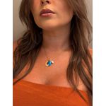 COLAR BOHO PATUÁ TURQUESA BANHADO A OURO 