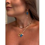 COLAR BOHO PATUÁ TURQUESA BANHADO A OURO 