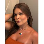 COLAR BOHO PATUÁ TURQUESA BANHADO A OURO 