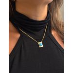 COLAR BOHO PINGENTE CHAPA TURQUESA BANHADO A OURO 