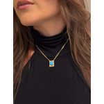 COLAR BOHO PINGENTE CHAPA TURQUESA BANHADO A OURO 