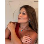 COLAR COURO BOHO E PINGENTE DENTE TURQUESA BANHADO A OURO