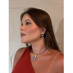 COLAR COURO BOHO E PINGENTE DENTE TURQUESA BANHADO A OURO
