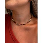 CHOKER CRISTAIS RED CHERRY E TURQUESA BANHADA A OURO 