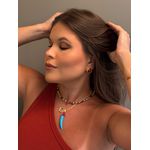 CHOKER CRISTAIS RED CHERRY E TURQUESA BANHADA A OURO 