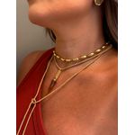 COLAR BOHO DUO CORDÃO LONGO E CHOKER TUBINHOS BANHADO A OURO