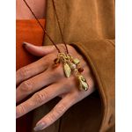 COLAR LONGO BOHO PATUÁ CRISTAIS MARRONS BANHADO A OURO