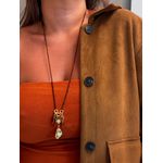 COLAR LONGO BOHO PATUÁ CRISTAIS MARRONS BANHADO A OURO