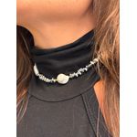 CHOKER CANUTILHOS ORGÂNICOS E PÉROLAS BARROCAS BANHADA A RÓDIO BRANCO