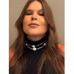 CHOKER CANUTILHOS ORGÂNICOS E PÉROLAS BARROCAS BANHADA A RÓDIO BRANCO