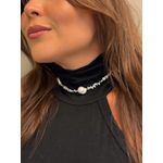 CHOKER CANUTILHOS ORGÂNICOS E PÉROLAS BARROCAS BANHADA A RÓDIO BRANCO
