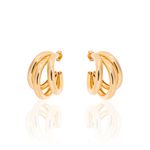 BRINCO ARGOLA TRIPLA GR M BANHADO A OURO 