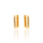 BRINCO ARGOLA RETANGULAR G BANHADO A OURO 