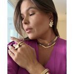 BRINCO CHAPA ONDULADA DUPLA P BANHADO A OURO