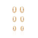 TRIO DE ARGOLAS LISAS BANHADO A OURO