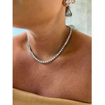 COLAR RIVIERA TRES PONTOS CRISTAL 4MM BANHADO A RÓDIO BRANCO
