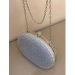 CLUTCH OVAL CRAVEJADA PRATEADA