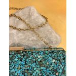 CLUTCH PEDRARIA NATURAL TURQUESA