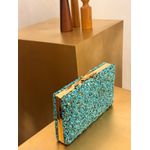 CLUTCH PEDRARIA NATURAL TURQUESA