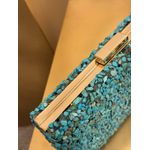 CLUTCH PEDRARIA NATURAL TURQUESA