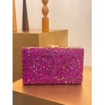 CLUTCH PEDRARIA NATURAL FUCSIA