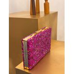 CLUTCH PEDRARIA NATURAL FUCSIA