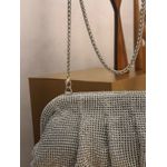 CLUTCH MALHA CRAVEJADA PRATEADA 