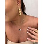 COLAR COM PINGENTE FILHO E CORAÇÃO AZUL BANHADO A OURO