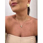 COLAR COM PINGENTE FILHA E CORAÇÃO ROSA BANHADO A OURO