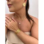 COLAR COM PINGENTE FILHA E CORAÇÃO ROSA BANHADO A OURO