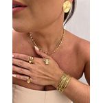 COLAR COM PINGENTE FILHA E CORAÇÃO ROSA BANHADO A OURO