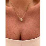 COLAR COM PINGENTE FILHA E CORAÇÃO ROSA BANHADO A OURO