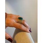 ANEL REGULÁVEL CHAPA BOHO VERDE BANHADO A OURO