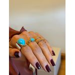 ANEL REGULÁVEL BOHO TURQUESA FINO BANHADO A OURO