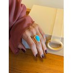 ANEL REGULÁVEL BOHO TURQUESA FINO BANHADO A OURO