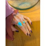 ANEL REGULÁVEL BOHO TURQUESA FINO BANHADO A OURO
