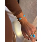 BRACELETE CHAPA BOHO RESINADO TURQUESA BANHADO A OURO 