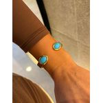BRACELETE CHAPA BOHO RESINADO TURQUESA BANHADO A OURO 