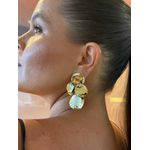 BRINCO CHAPAS REDONDAS PENDENTES BANHADO A OURO