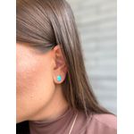 BRINCO OVAL TURQUESA P BANHADO A OURO